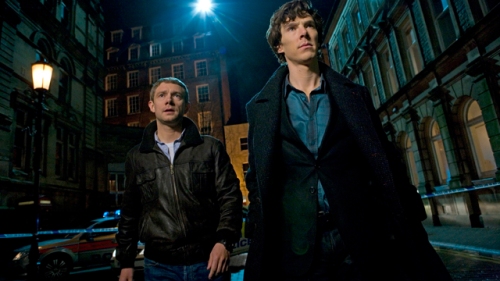 Martin Freeman and Benedict Cumberbatch in BBC drama "Sherlock".